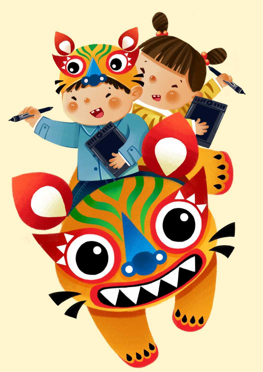 小虎子插画海报未完成