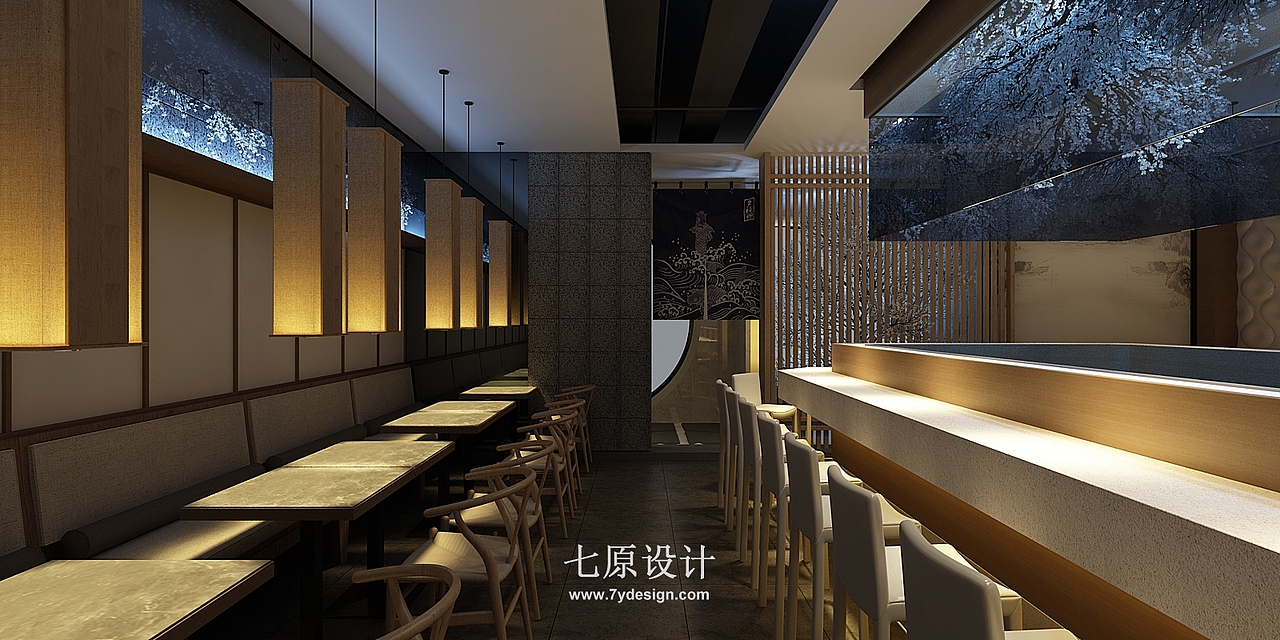 樱花雨|日式餐厅设计|七原设计作品（图ZMTg0OTY5MjA4） - 家装设计 - 站酷设计师七原设计原创素材 - 站酷ZCOOL