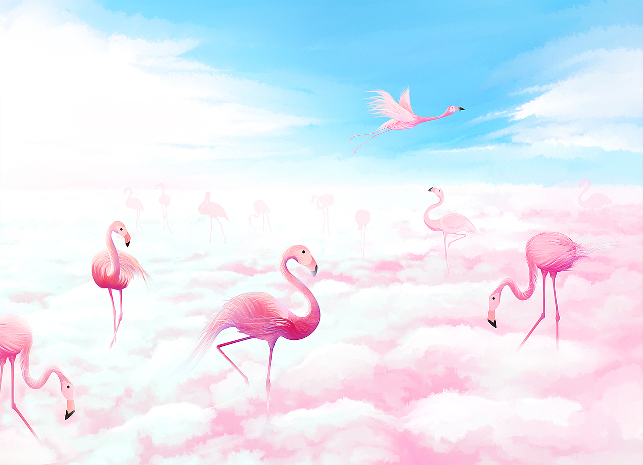 漫步云端（图ZMjE2NzMwNzQ0） - 商业插画 - 站酷设计师小七_原创素材 - 站酷ZCOOL