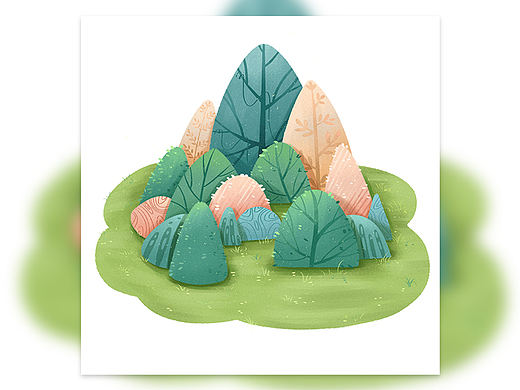 绘本插画森林小屋小场景