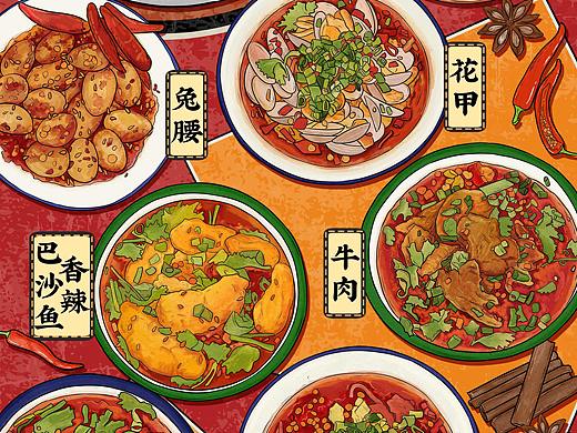 马路边边手绘钵钵鸡和小吃
