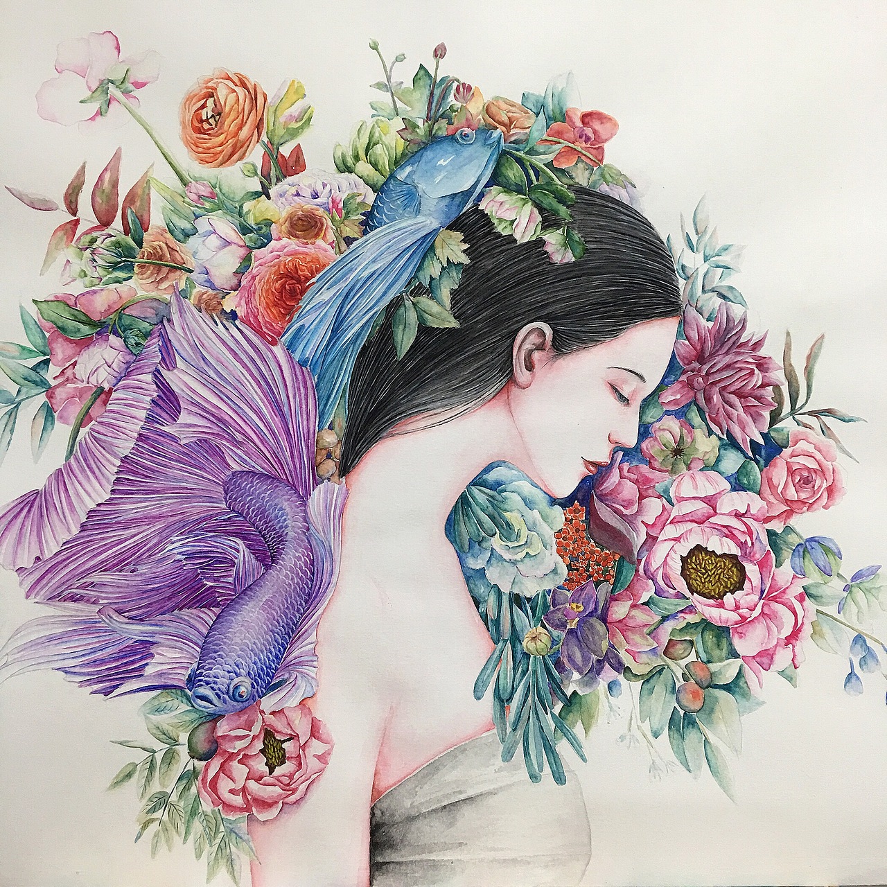 斗鱼 | 温柔的性感（图ZNzgzMzY4ODg=） - 艺术插画 - 站酷设计师兔籽Echo原创素材 - 站酷ZCOOL