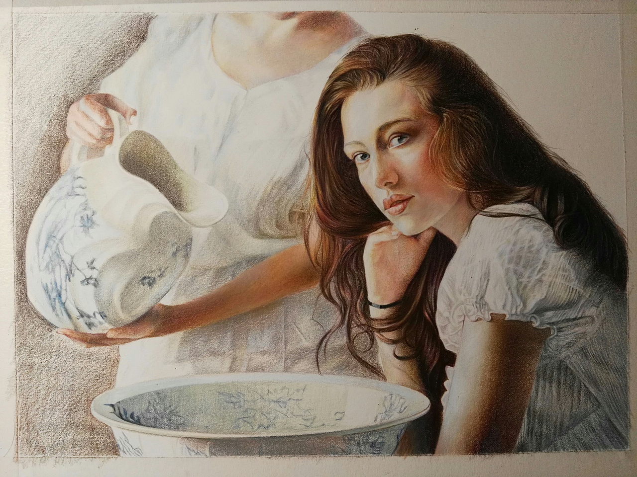 写实彩铅作品《融》