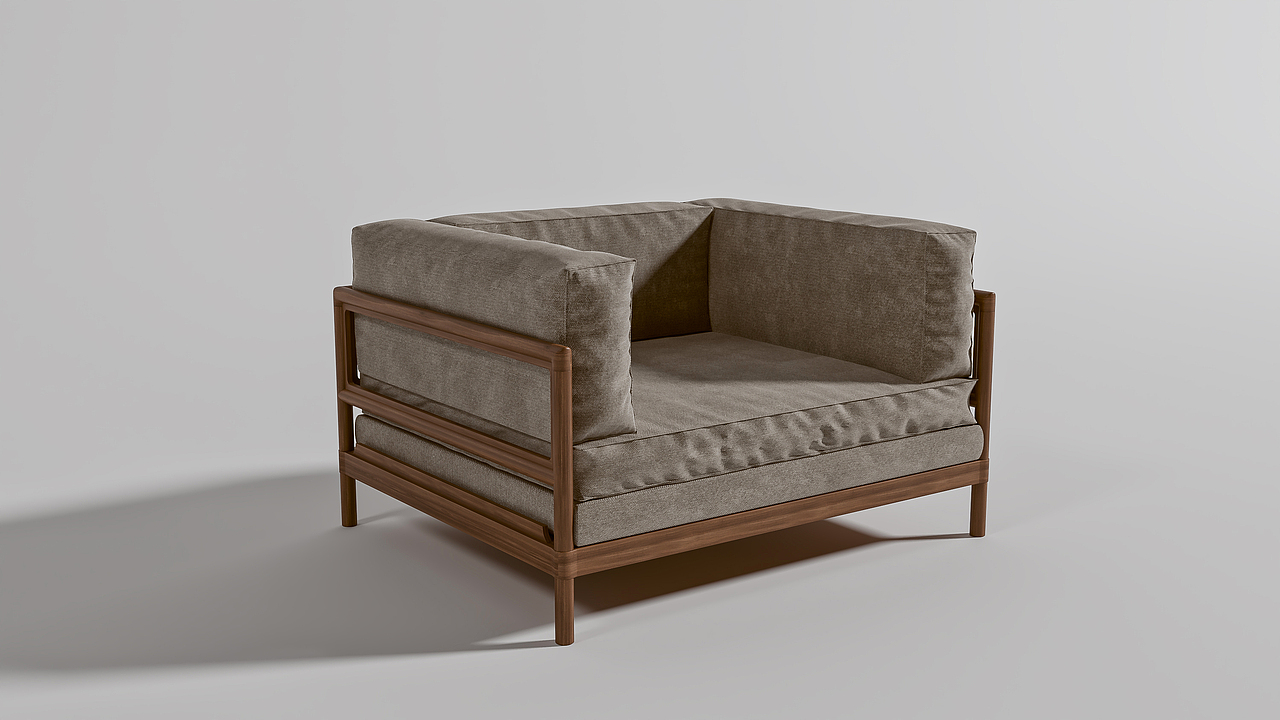 黑胡桃现代简约沙发