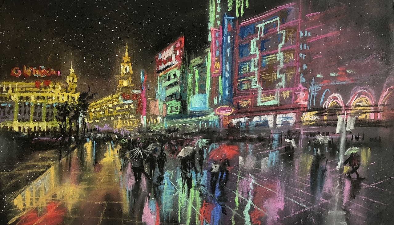 色粉-雨夜系列（图ZMTA3MDkzMDI4） - 创作习作 - 站酷设计师林邓宁原创素材 - 站酷ZCOOL