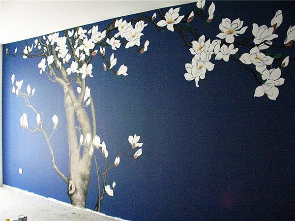 南京手绘墙i-1简装电视背景墙绘图