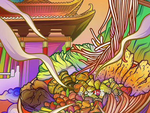 Ipad美食插画/柳州螺蛳粉/国风国潮（个人主页-ZNjQxODY4NjA=） - 商业插画 - 站酷设计师小姜画饿了原创素材 - 站酷ZCOOL