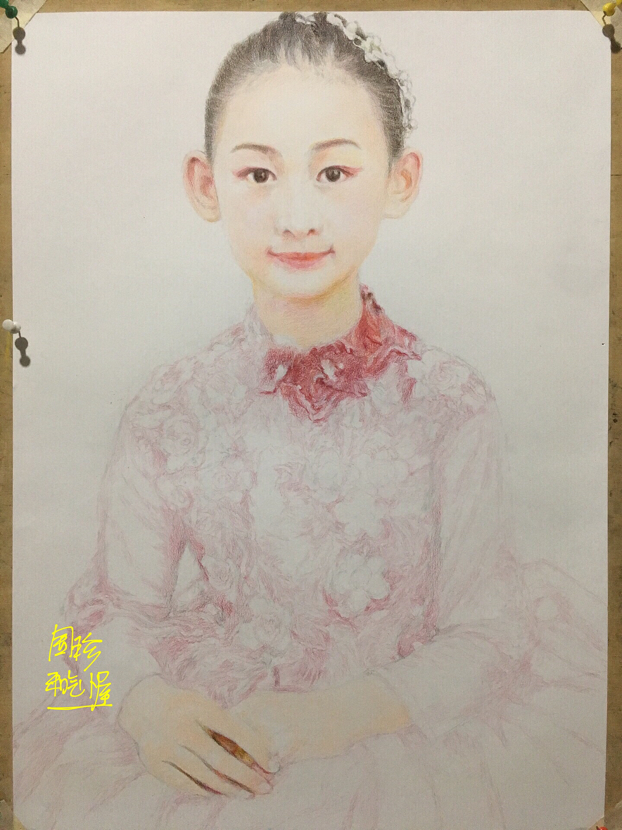 昨天完成的一张四开彩铅画《学生》