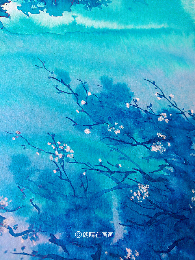 原创《静夜》古风樱花插画