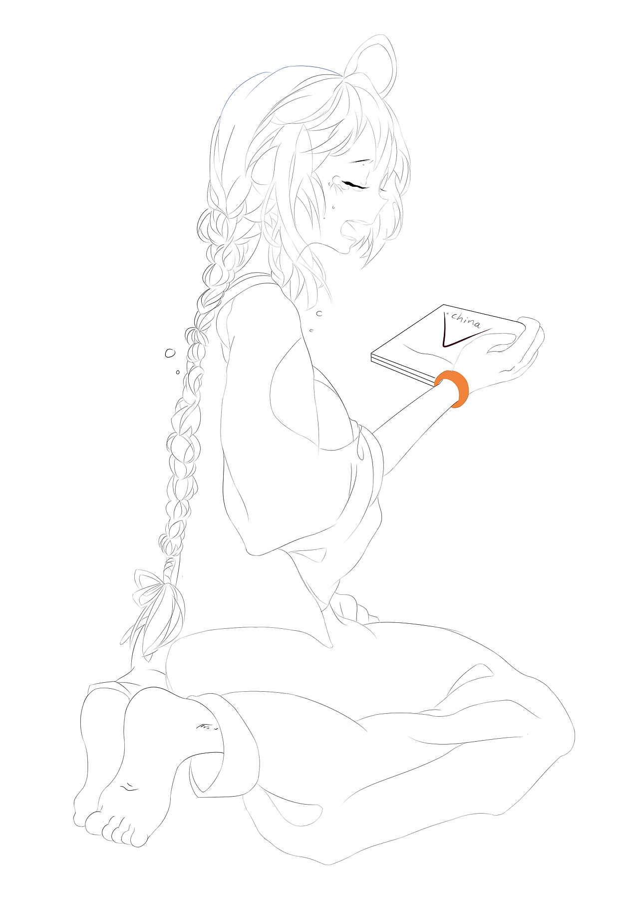 第一次接触板绘，画线稿用了两三个小时。