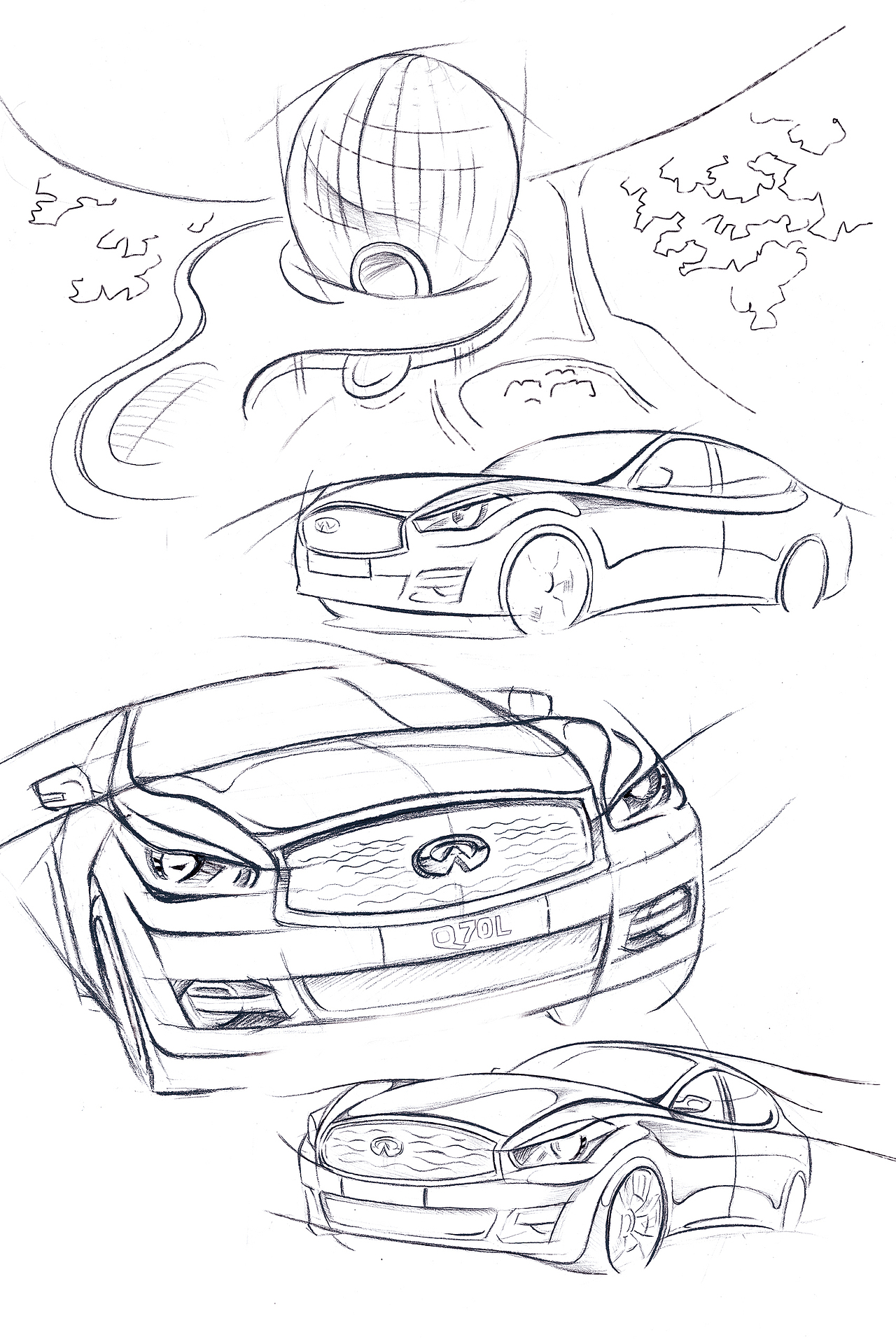 英菲尼迪素描手绘稿