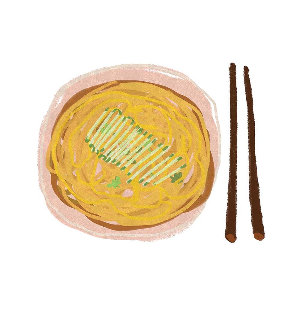 点了个凉面,其实,还有个雪碧。但是,我不想画。