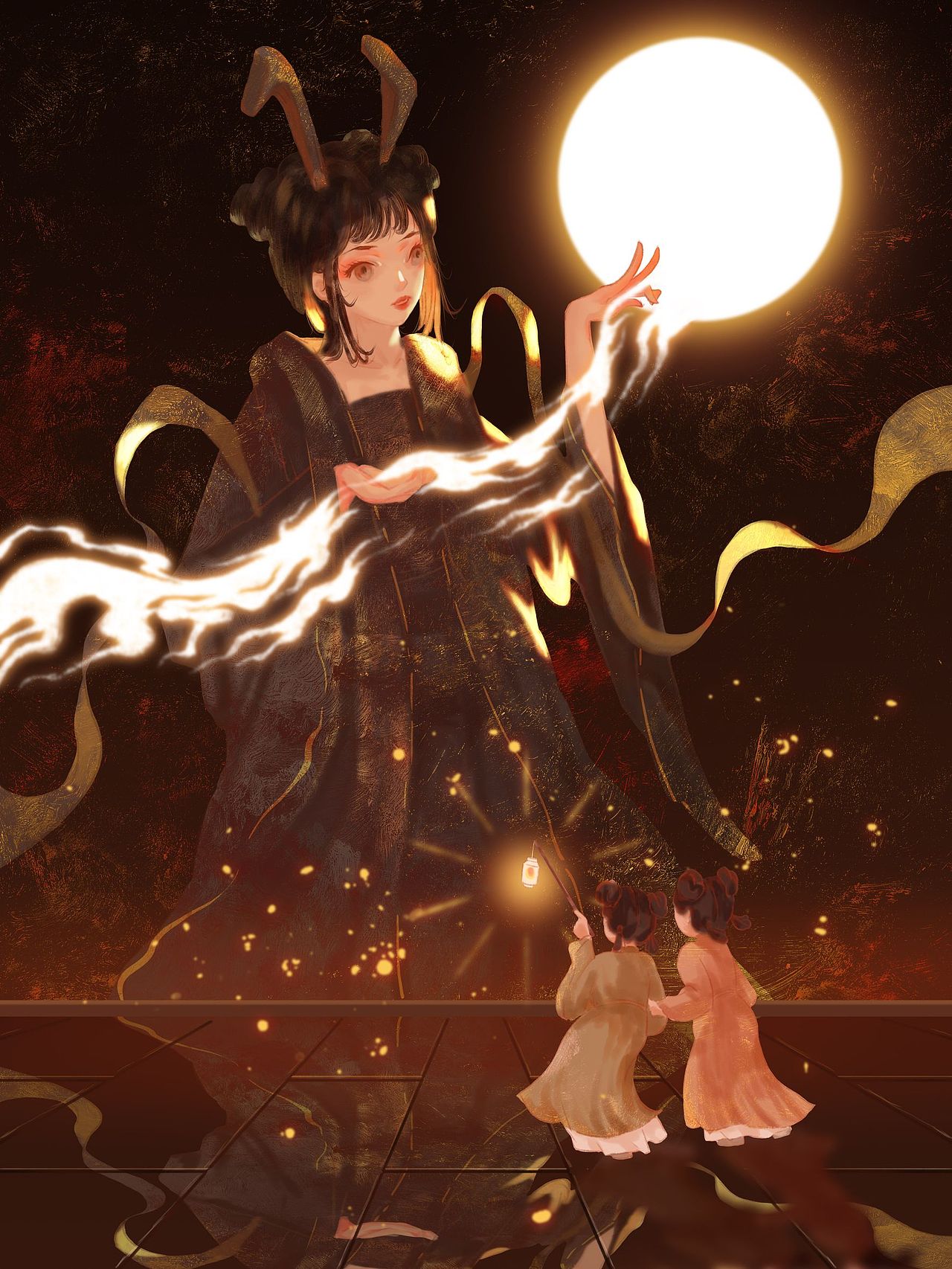 挑灯流月‖插画原创