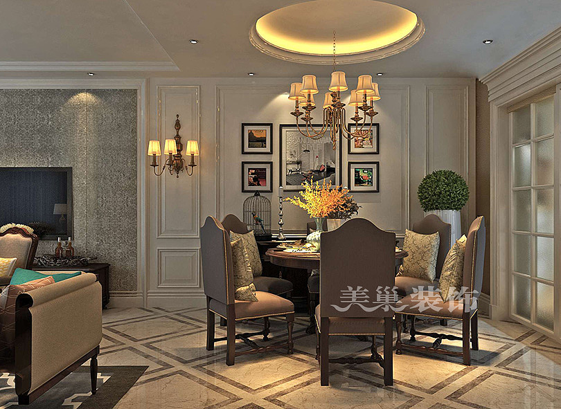 郑州正商双湖湾220平美式风格别墅装修,有颜有气质---餐厅