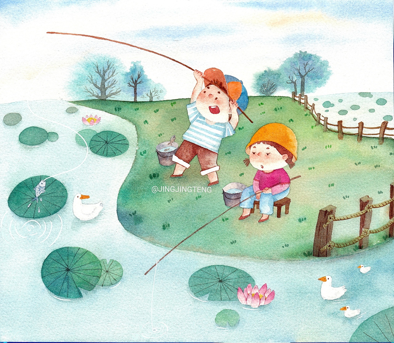 小孩們的四季謠（圖ZMTc0ODczNTY4） - 兒童插畫 - 站酷設計師菁菁藤原創(chuàng)素材 - 站酷ZCOOL