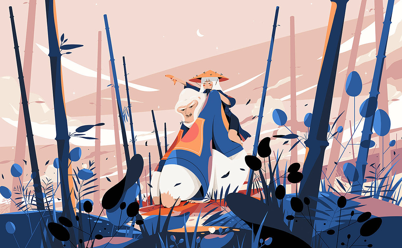 插画旨在保护自然中的美丽生物和它们的栖息地,与它们和谐相处.