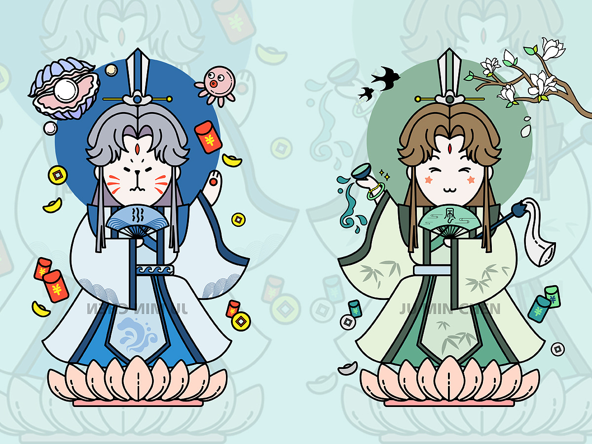 扁平风幸运符天官赐福同人设计一