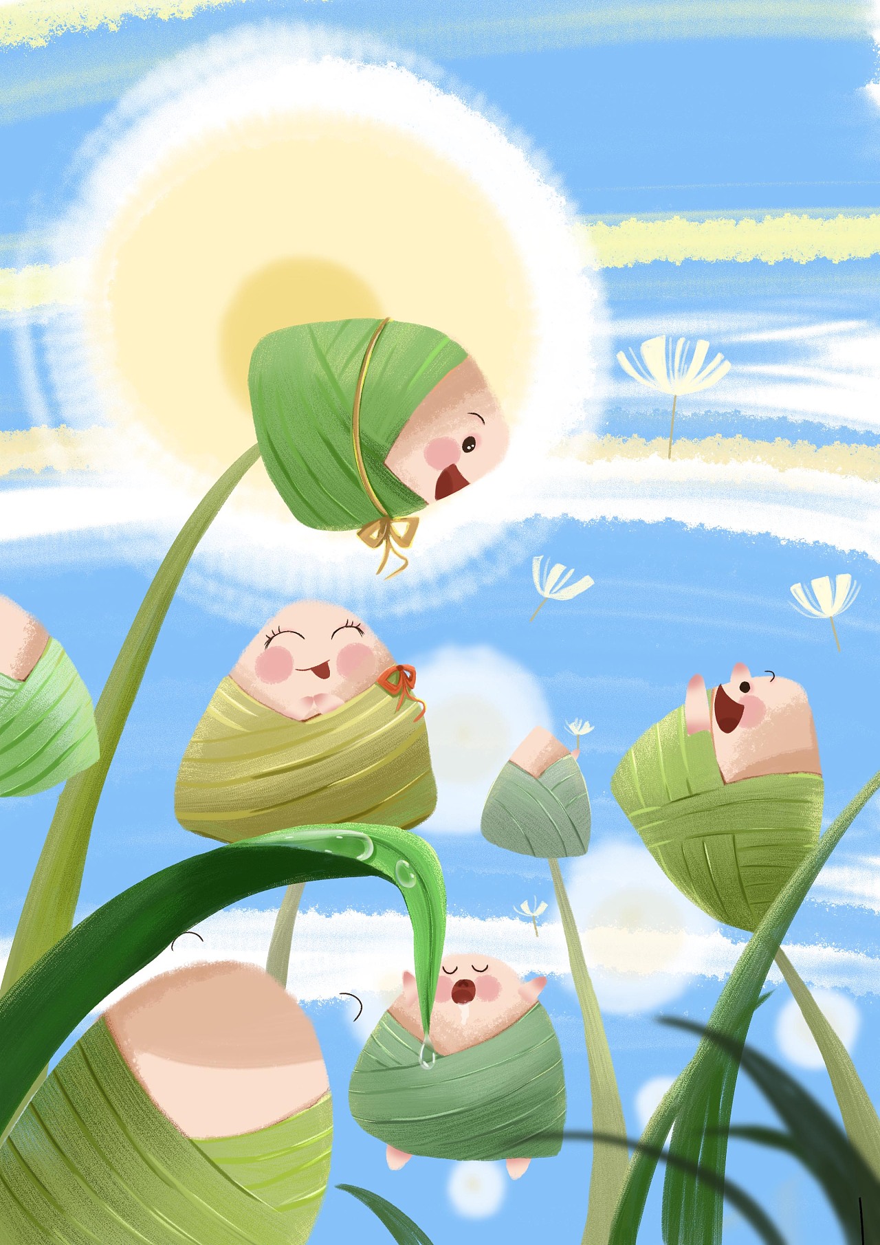 端午节系列——蒲公英粽子|插画|创作习作|栗恩恩 - 原创作品 - 站酷