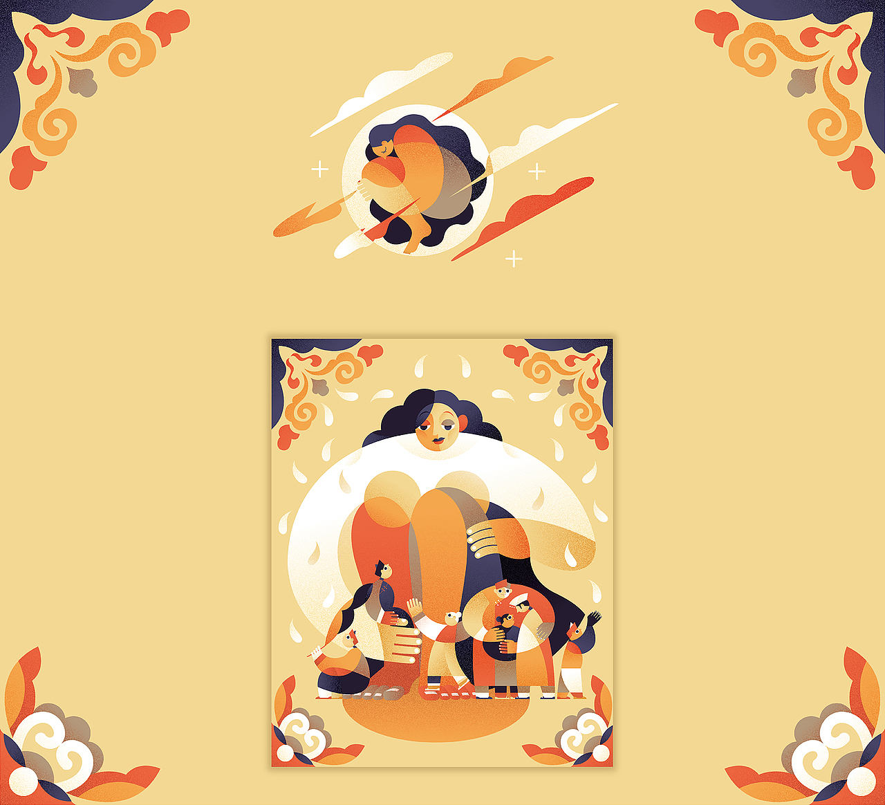 果麦文化《中国神话故事集》绘本插画（图ZMTQzMDA0MTA0） - 绘本 - 站酷设计师欧文VincyOw原创素材 - 站酷ZCOOL