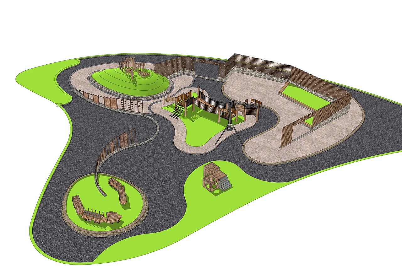 儿童公园儿童游乐场SU模型下载