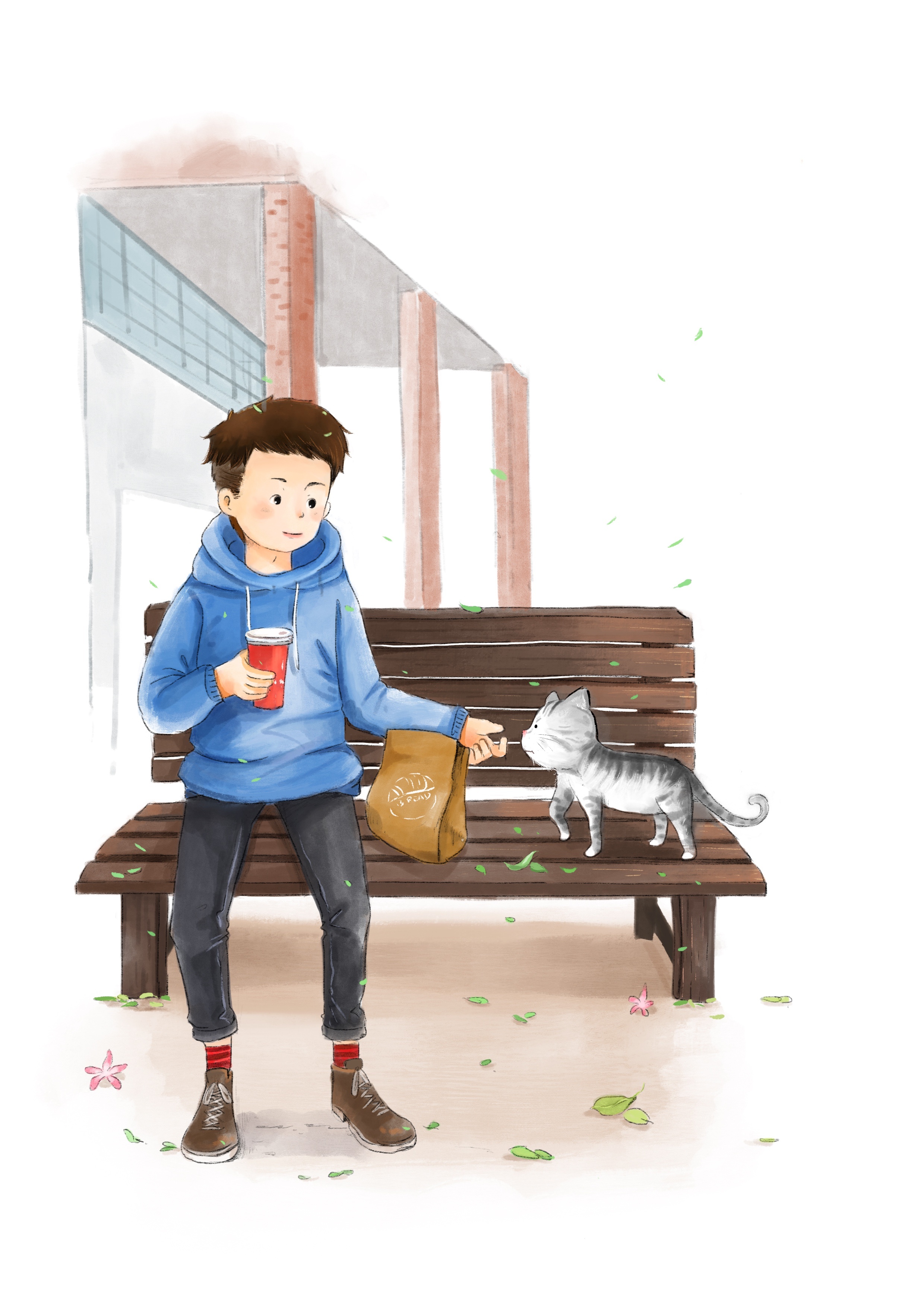 可爱的小男孩和他的小猫!图片-商业图片-正版原创图片下载购买-VEER图片库