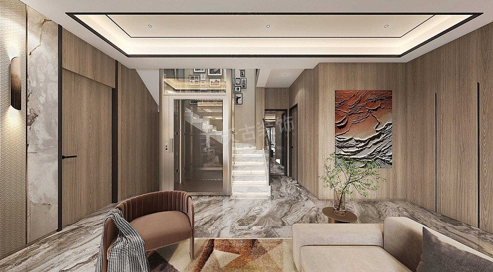 俊峰山万里叠拼别墅装修,现代轻奢风格户型方案设计图