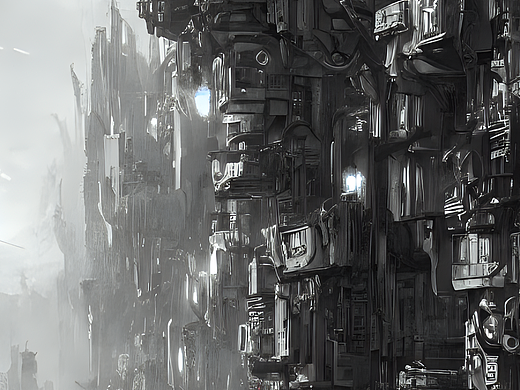 #站酷梦笔#机甲冲出破碎的房子,胜利的曙光在,复杂线