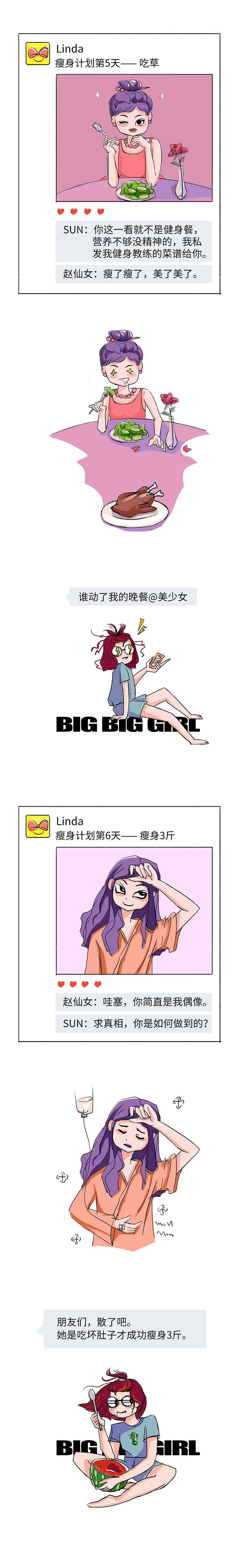 《与戏精室友的日常》第7话：朋友圈减肥 SHOW TIME（图ZMjIwMTY2MTgw） - 中/长篇漫画 - 站酷设计师路遥执笔原创素材 - 站酷ZCOOL