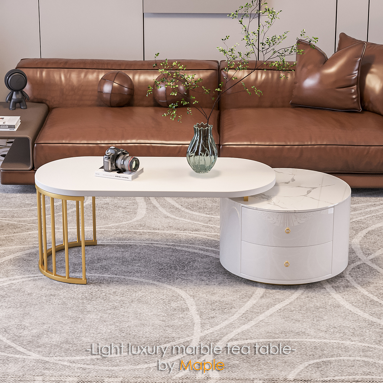 轻奢大理石子母茶几