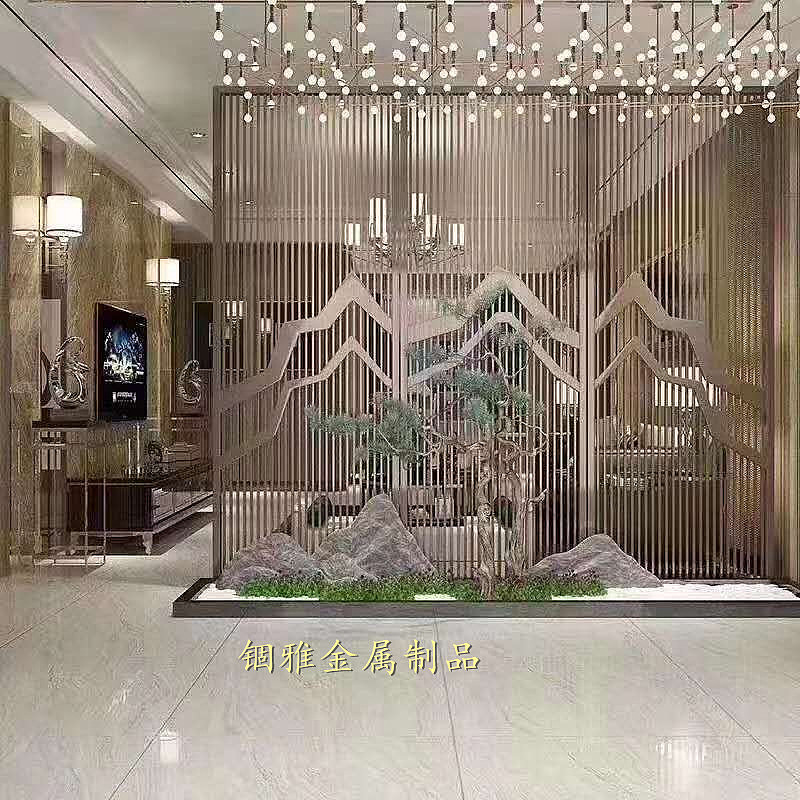锢雅仿铜铝雕屏风铝板镂空花格设计独特而时尚