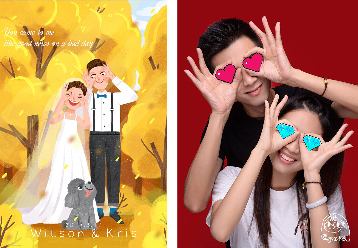 手绘婚礼（图ZMTY5NDU3MDA0） - 商业插画 - 站酷设计师小改原创素材 - 站酷ZCOOL