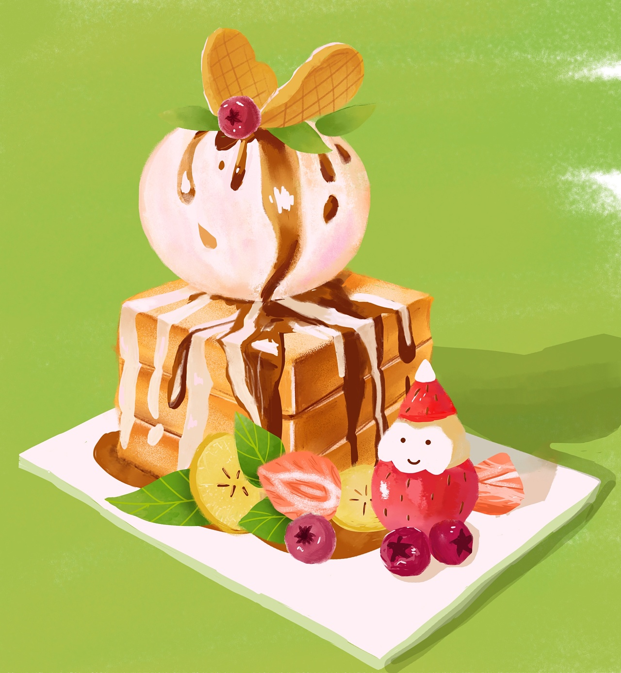 扁平食物插画板绘临摹练习