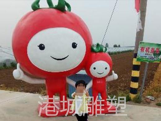 农味十足圣女果女孩卡通西红柿娃娃玻璃钢番茄公仔雕塑
