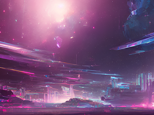 #AI创作实验室#宇宙，水晶之城，镭射膜