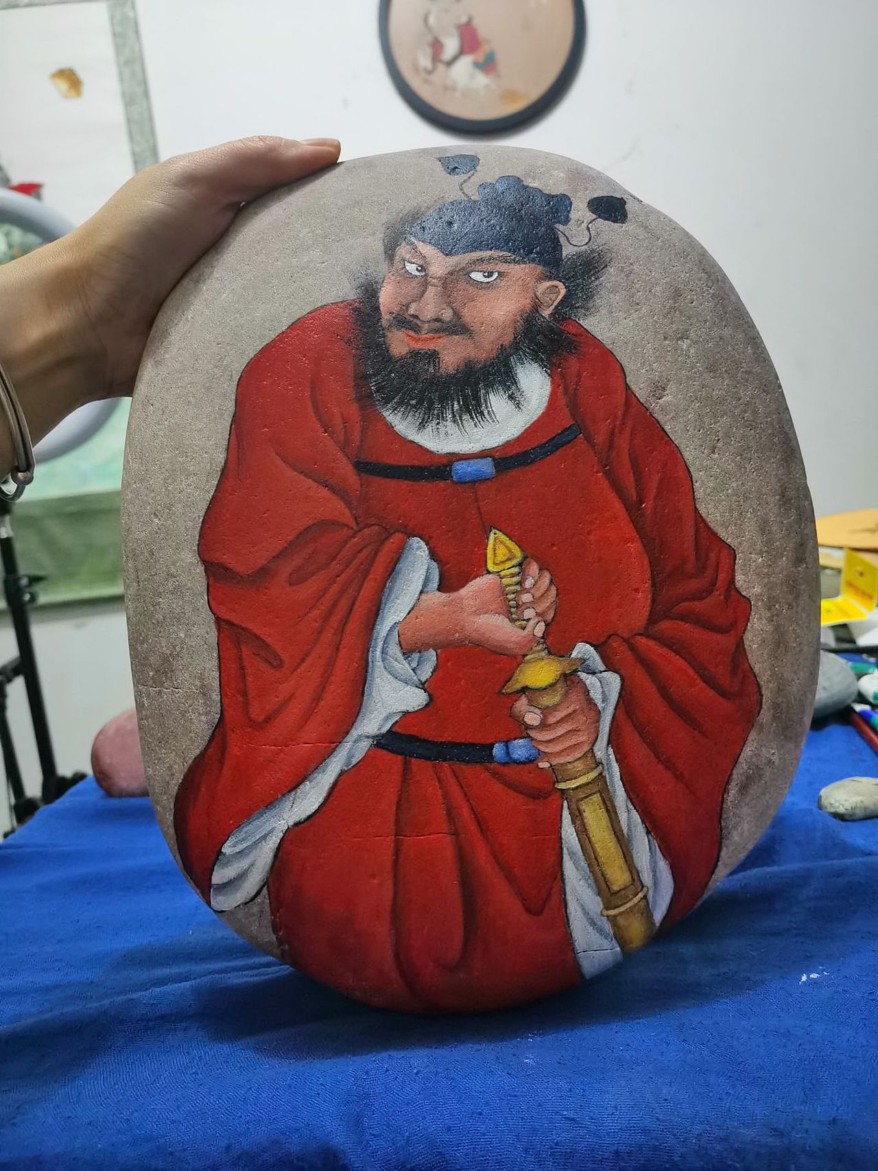 丙烯石头画，钟馗神像，风水摆件驱邪镇宅（图ZMzQ2NjI3NzMy） - 绘画 - 站酷设计师邓青阳原创素材 - 站酷ZCOOL