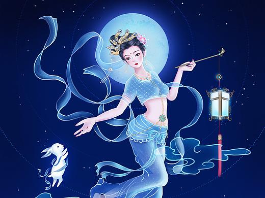 中秋拜月娘古风插画