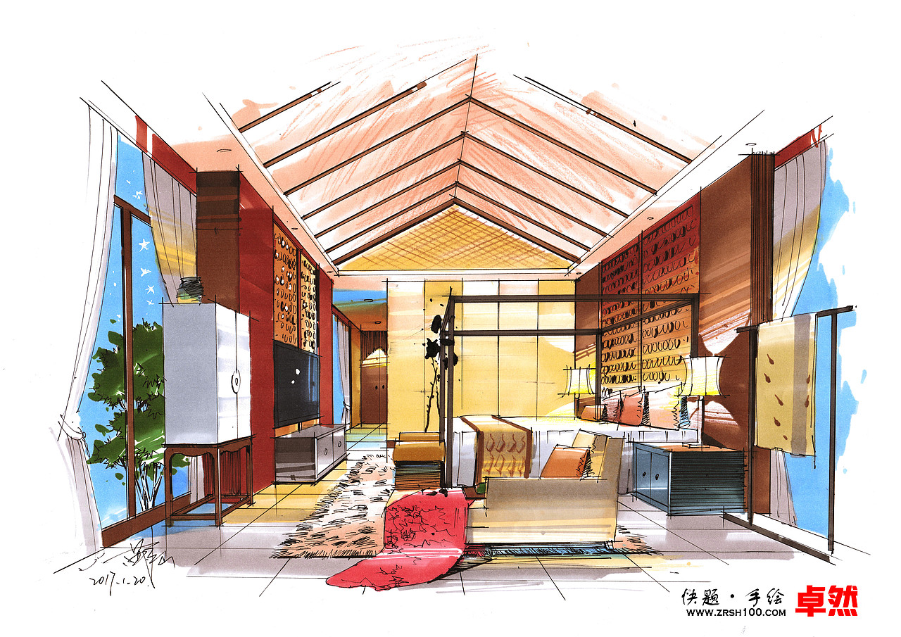 【卓然手绘】室内作品