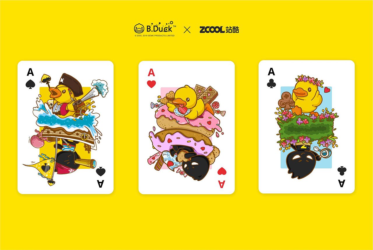 B.Duck小黄鸭 x ZCOOL站酷联名扑克共创大赛（图ZMTc2MTY4MTg4） - 商业插画 - 站酷设计师屁桃Totally原创素材 - 站酷ZCOOL