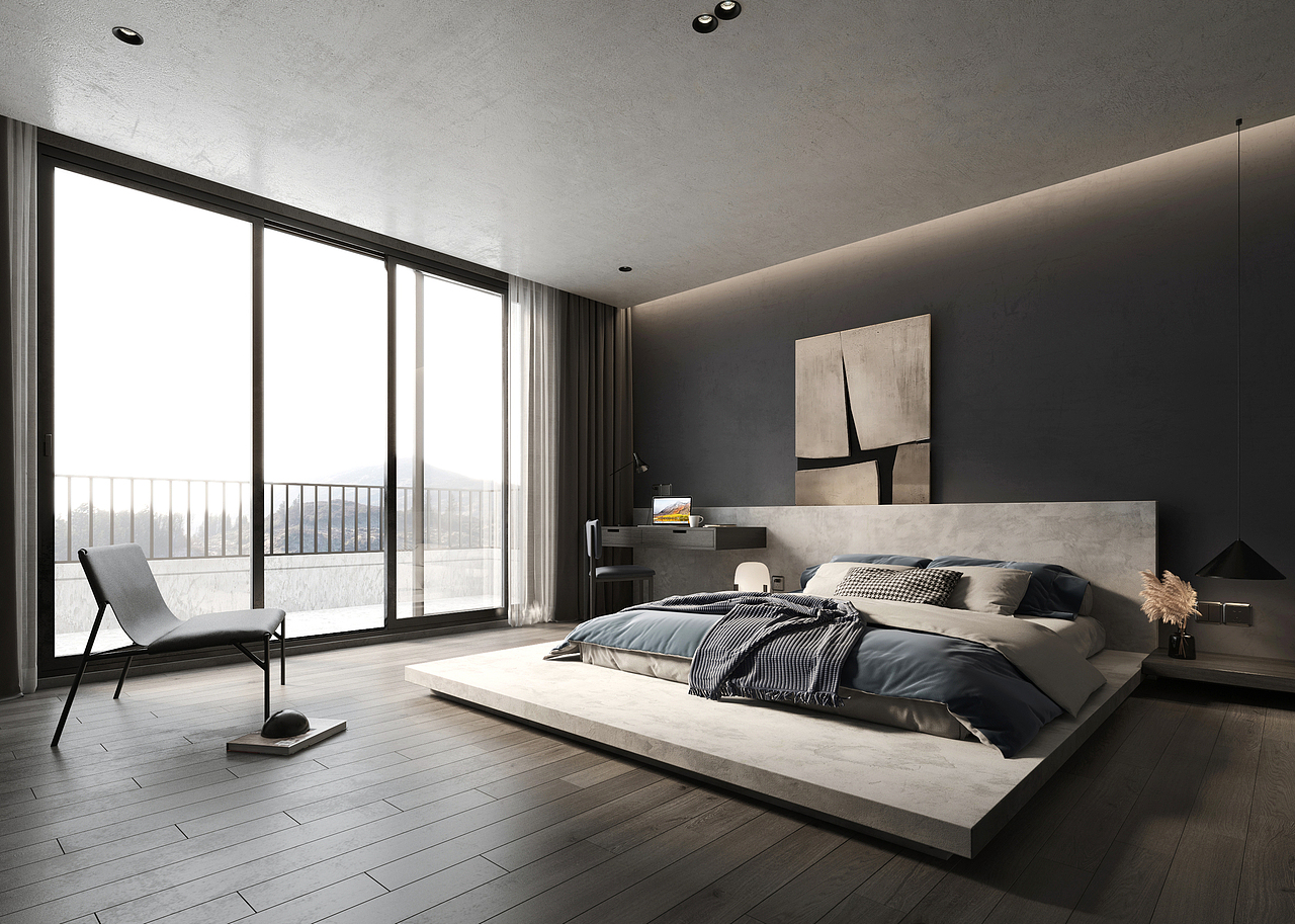 极简 I 主卧 I 渲染表现