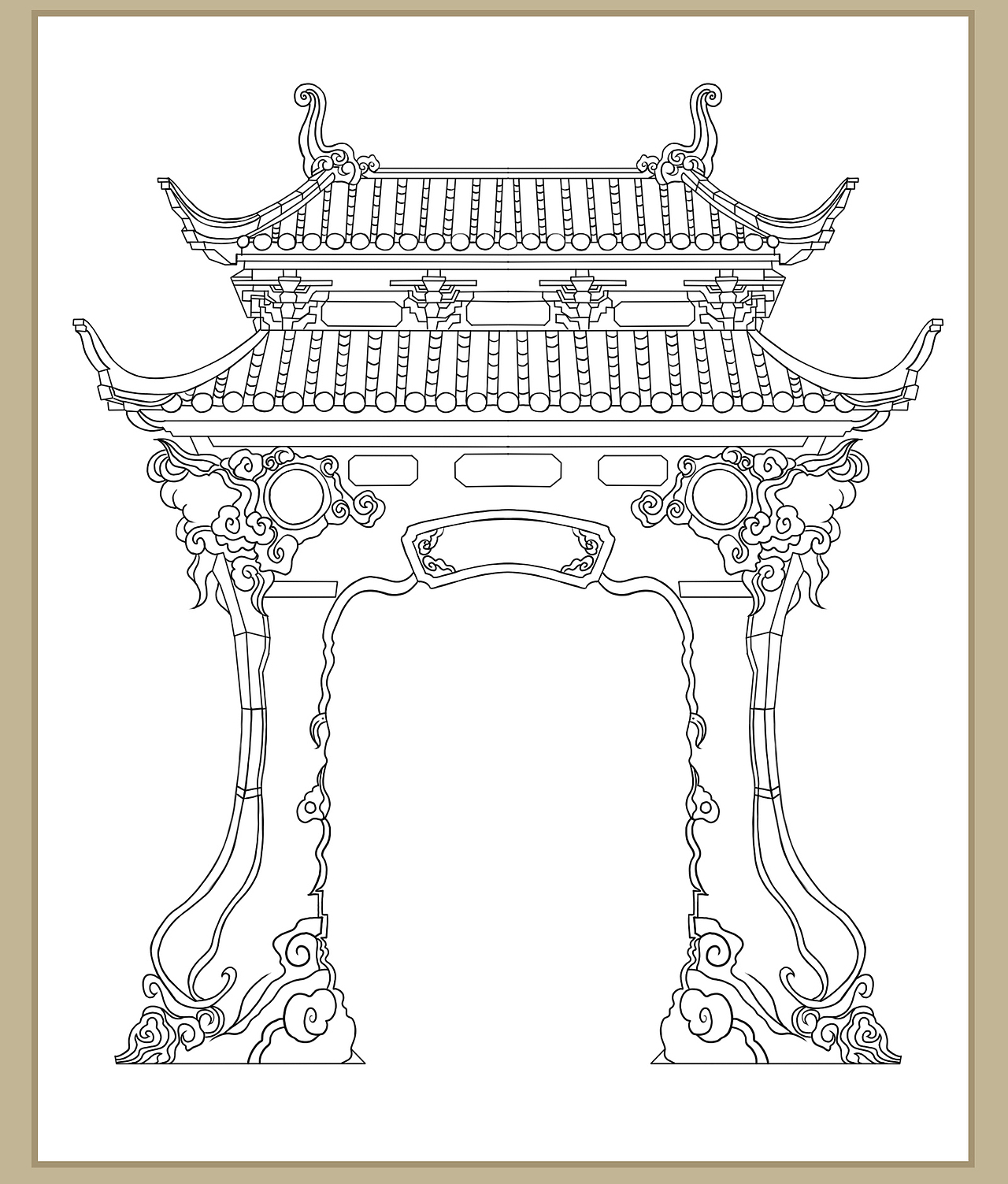 工笔白描国潮风元素插画合集