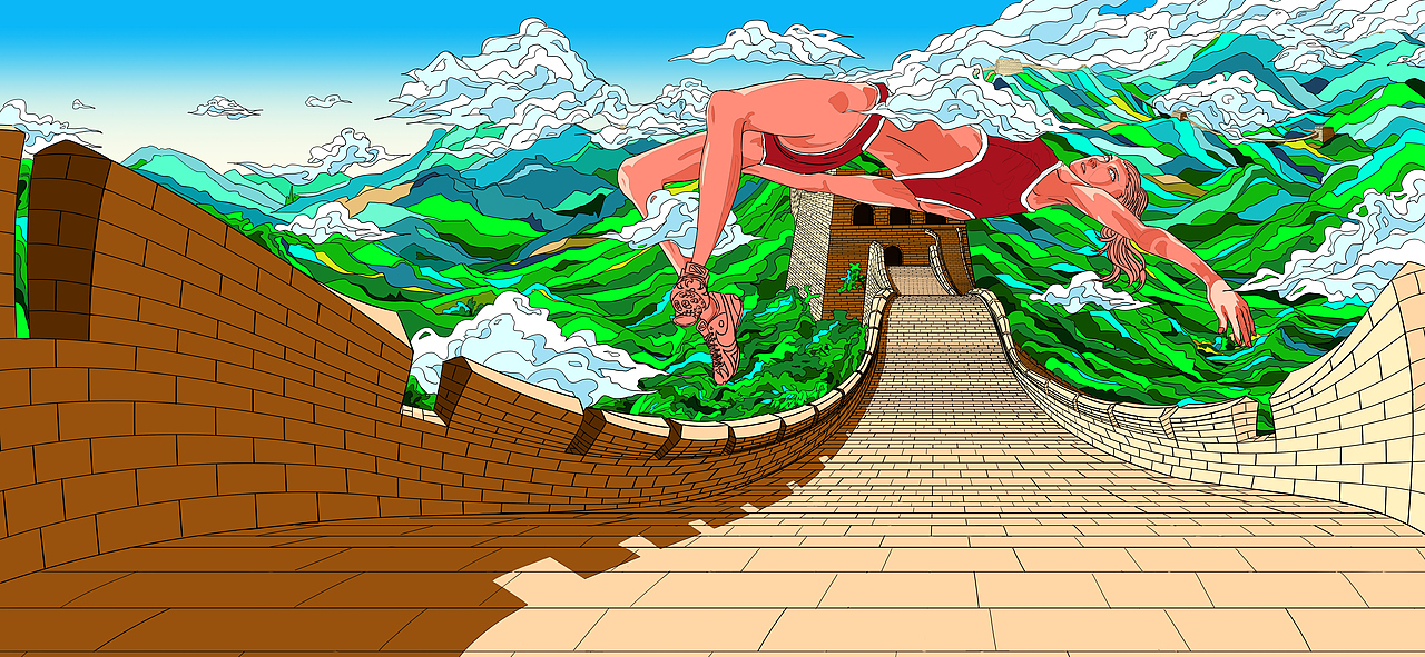 《飞跃长城》|平面|图案|平凡普通的二打六_原创作品-站酷zcool