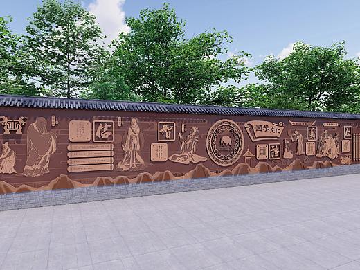 两套小学国学文化浮雕墙设计
