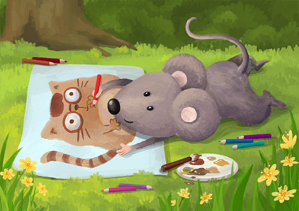 小老鼠画画（图ZMTg4MjIzNDg=） - 儿童插画 - 站酷设计师爱新觉罗良辰原创素材 - 站酷ZCOOL