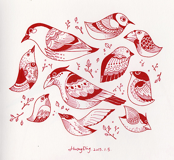 圆珠笔绘Bird kingdom（图ZMjM1MzY3NjQ=） - 艺术插画 - 站酷设计师丁几huangding原创素材 - 站酷ZCOOL