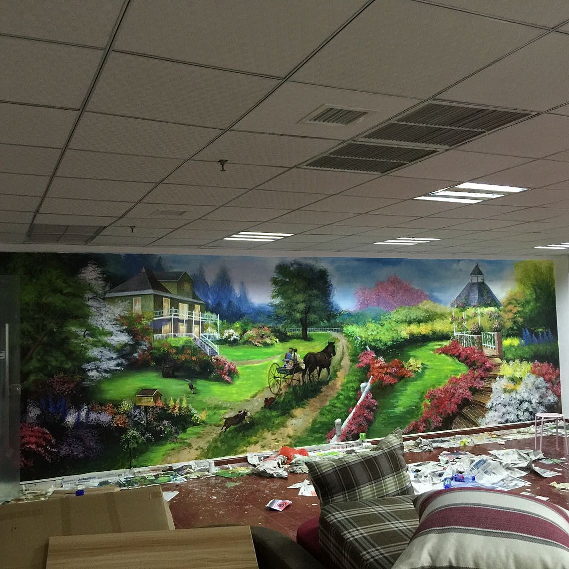 火锅墙绘,餐饮墙绘,串串店墙绘,成都墙绘,成都壁画
