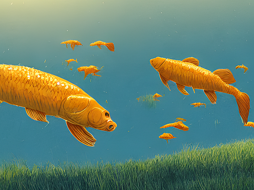 #AI創(chuàng)作實(shí)驗(yàn)室#河流里的金色鯉魚（個(gè)人主頁-ZNjI2NDY0NDg=） - AI作品 - 站酷設(shè)計(jì)師陳十一心SD原創(chuàng)素材 - 站酷ZCOOL