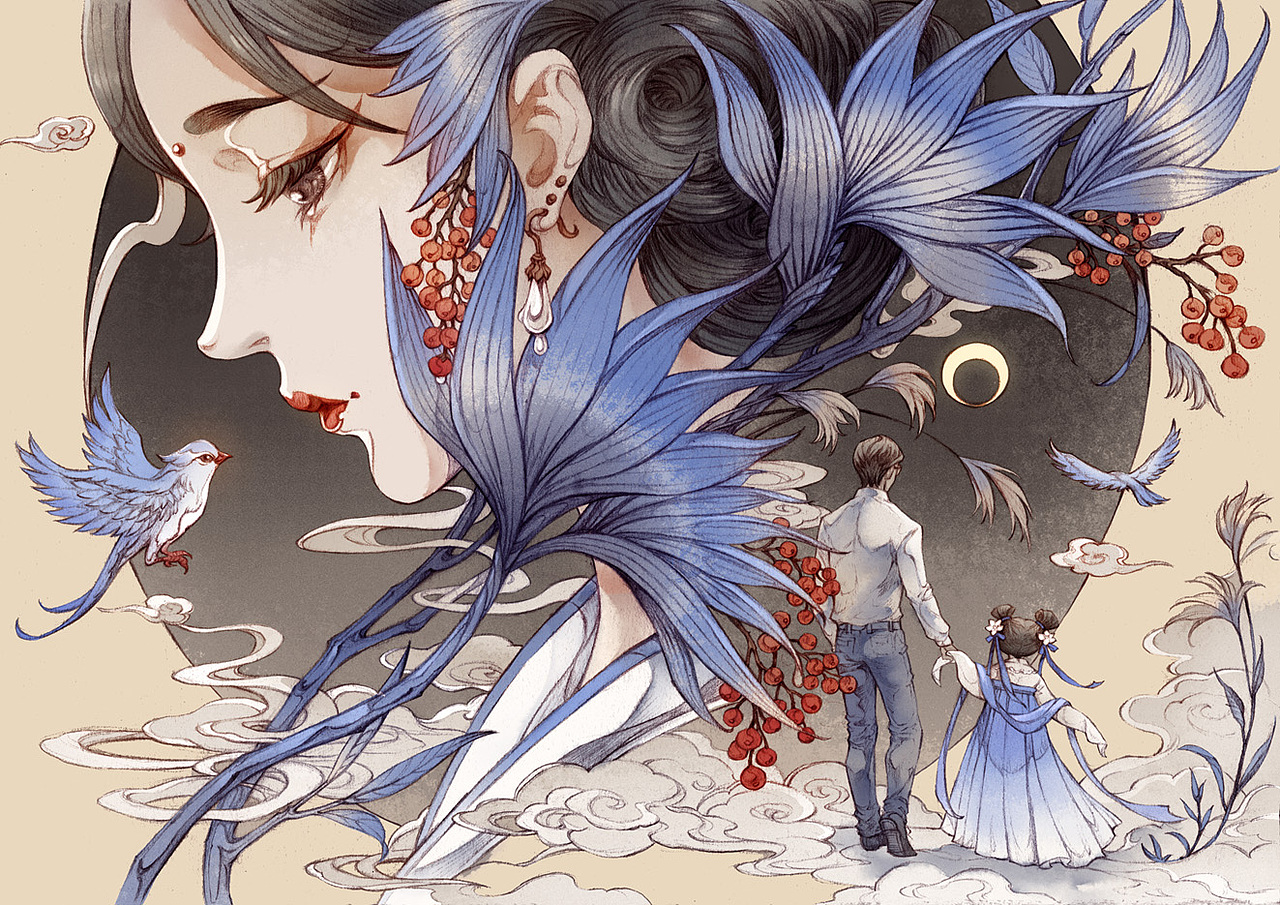 《半面妆》插画合集1（图ZMTAzMzY4MTg0） - 商业插画 - 站酷设计师古戈力1原创素材 - 站酷ZCOOL