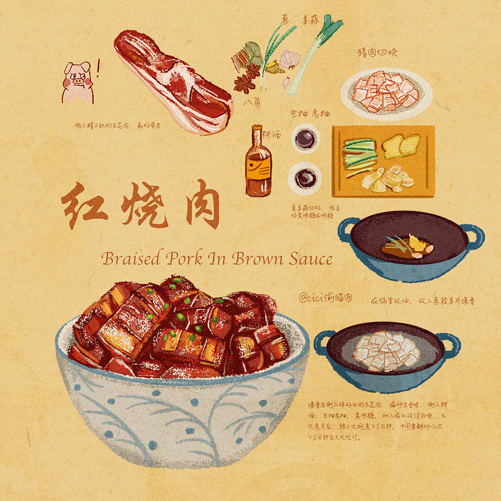 插画传统美食,食谱
