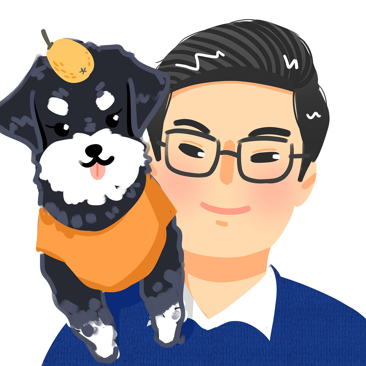 【宠物和他们的主人】早期微信头像约稿|插画|创作习作|中二老马