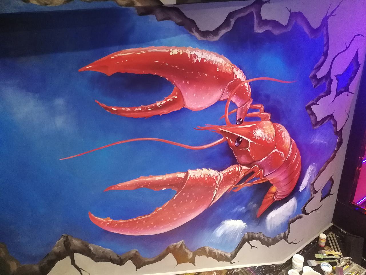龙虾店墙体彩绘壁画涂鸦（图ZMTU4MTIzOTQw） - 新锐潮流插画 - 站酷设计师不桔小节原创素材 - 站酷ZCOOL